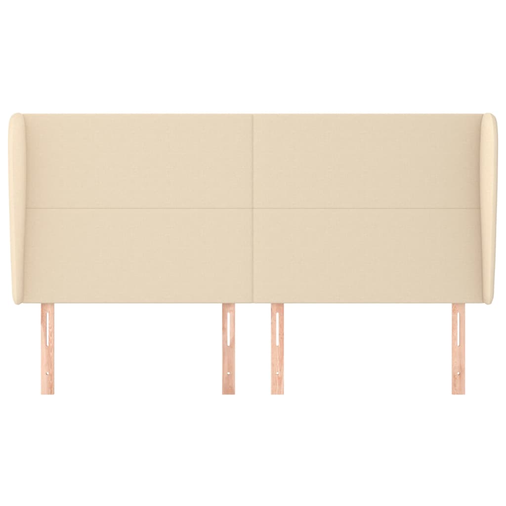 Hoofdbord met randen 183x23x118/128 cm stof crèmekleurig is nu te koop bij PeponiXL, paradijselijk wonen!
