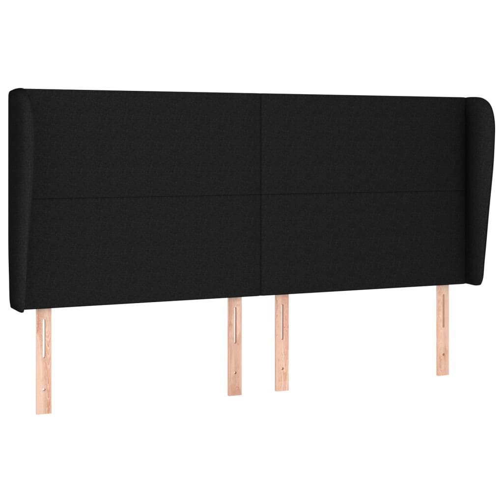 Hoofdbord met randen 203x23x118/128 cm stof zwart is nu te koop bij PeponiXL, paradijselijk wonen!