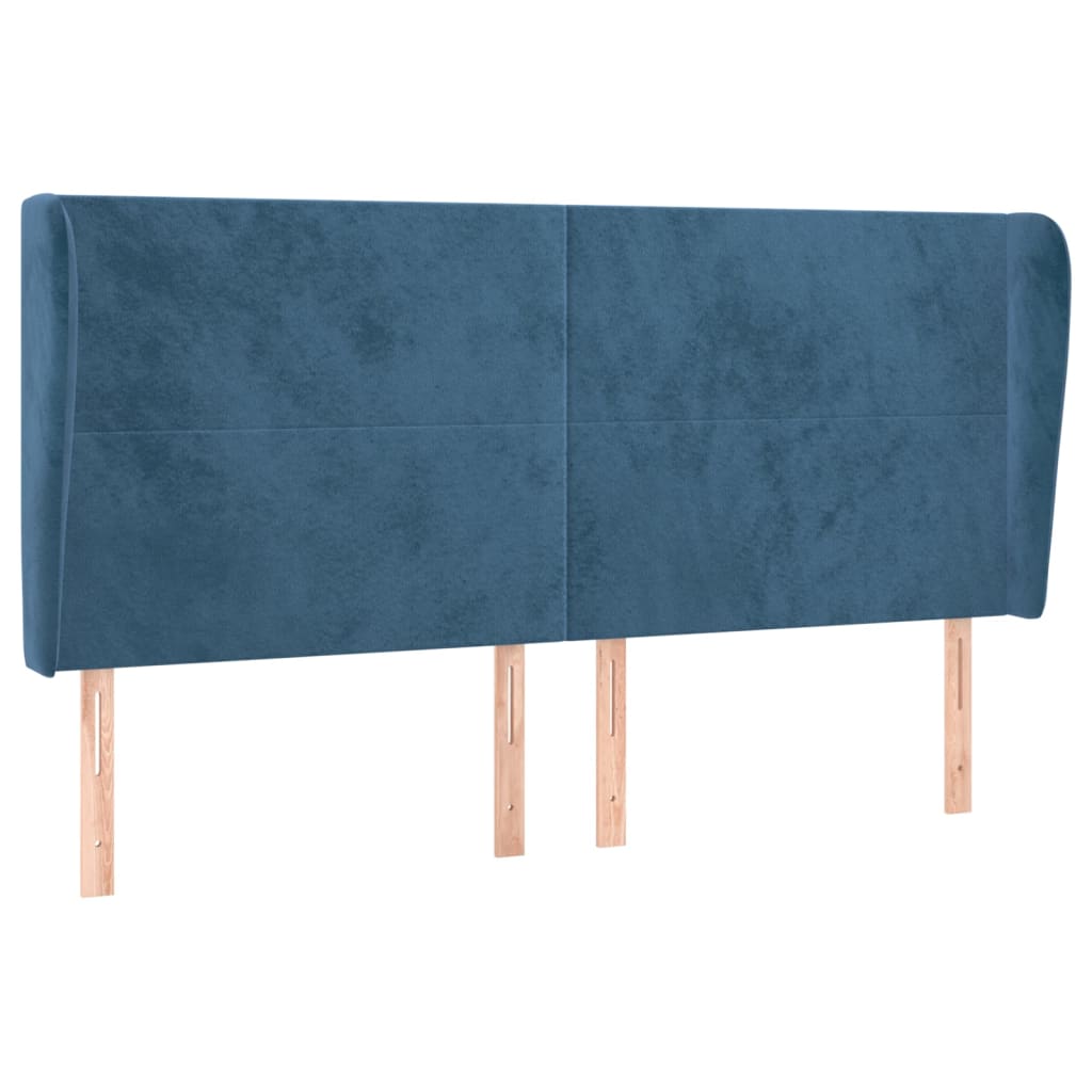 Hoofdbord met randen 203x23x118/128 cm fluweel donkerblauw is nu te koop bij PeponiXL, paradijselijk wonen!