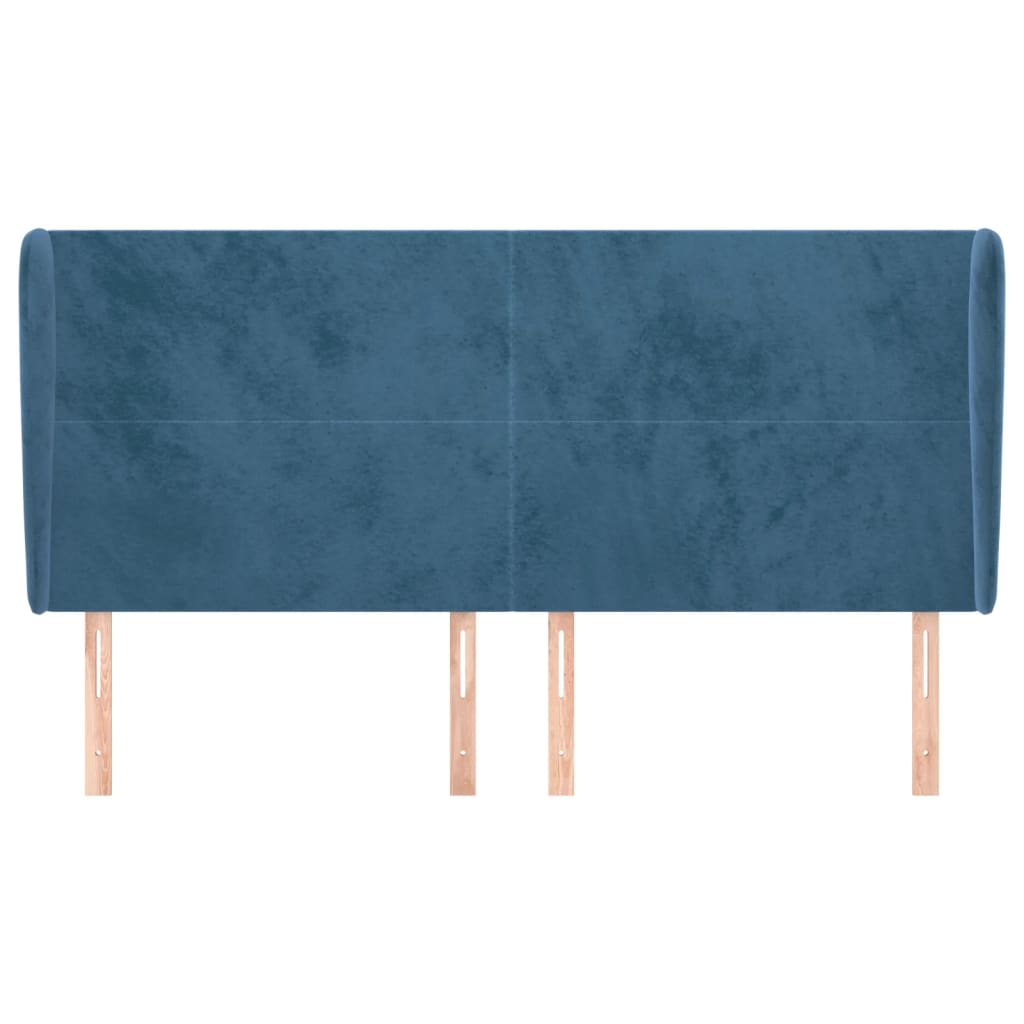 Hoofdbord met randen 203x23x118/128 cm fluweel donkerblauw is nu te koop bij PeponiXL, paradijselijk wonen!