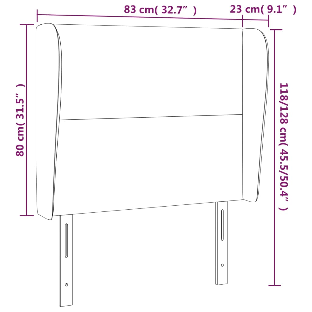 Hoofdbord met randen 83x23x118/128 cm kunstleer wit is nu te koop bij PeponiXL, paradijselijk wonen!