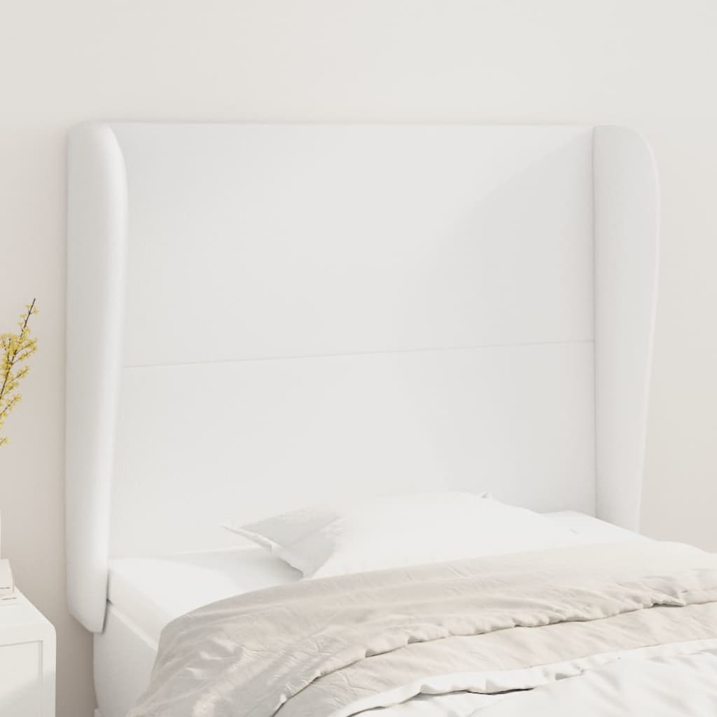 Hoofdbord met randen 83x23x118/128 cm kunstleer wit is nu te koop bij PeponiXL, paradijselijk wonen!