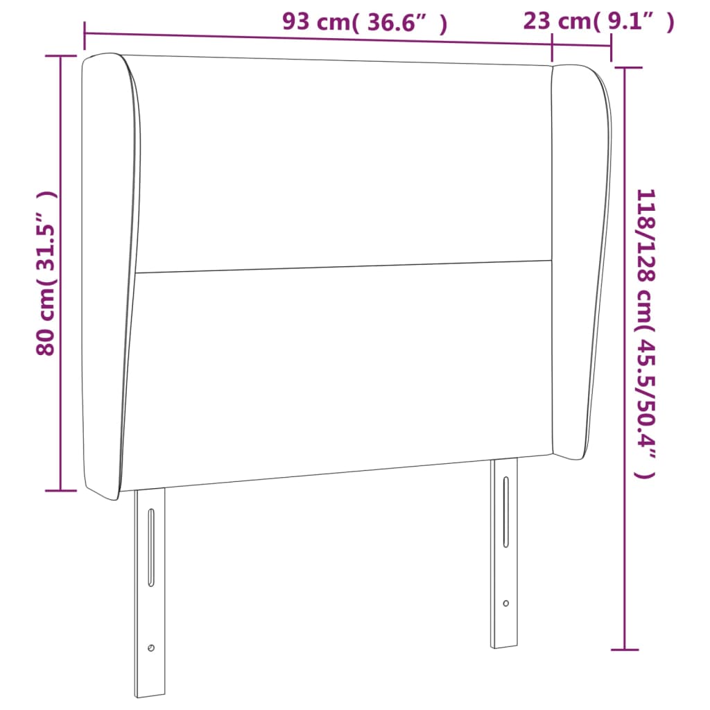 Hoofdbord met randen 93x23x118/128 cm kunstleer crèmekleurig is nu te koop bij PeponiXL, paradijselijk wonen!
