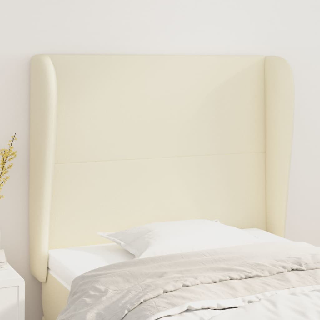 Hoofdbord met randen 93x23x118/128 cm kunstleer crèmekleurig is nu te koop bij PeponiXL, paradijselijk wonen!