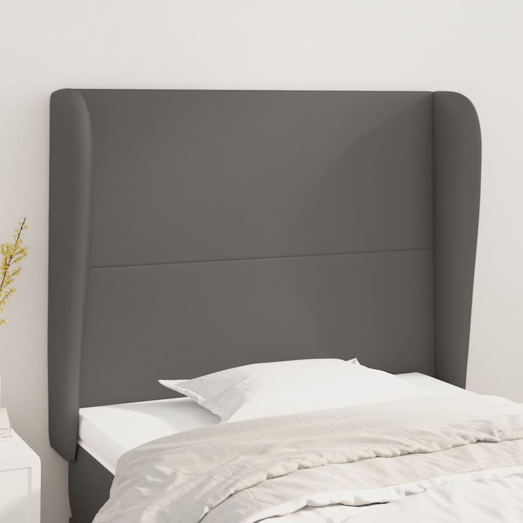 Hoofdbord met randen 93x23x118/128 cm kunstleer grijs is nu te koop bij PeponiXL, paradijselijk wonen!