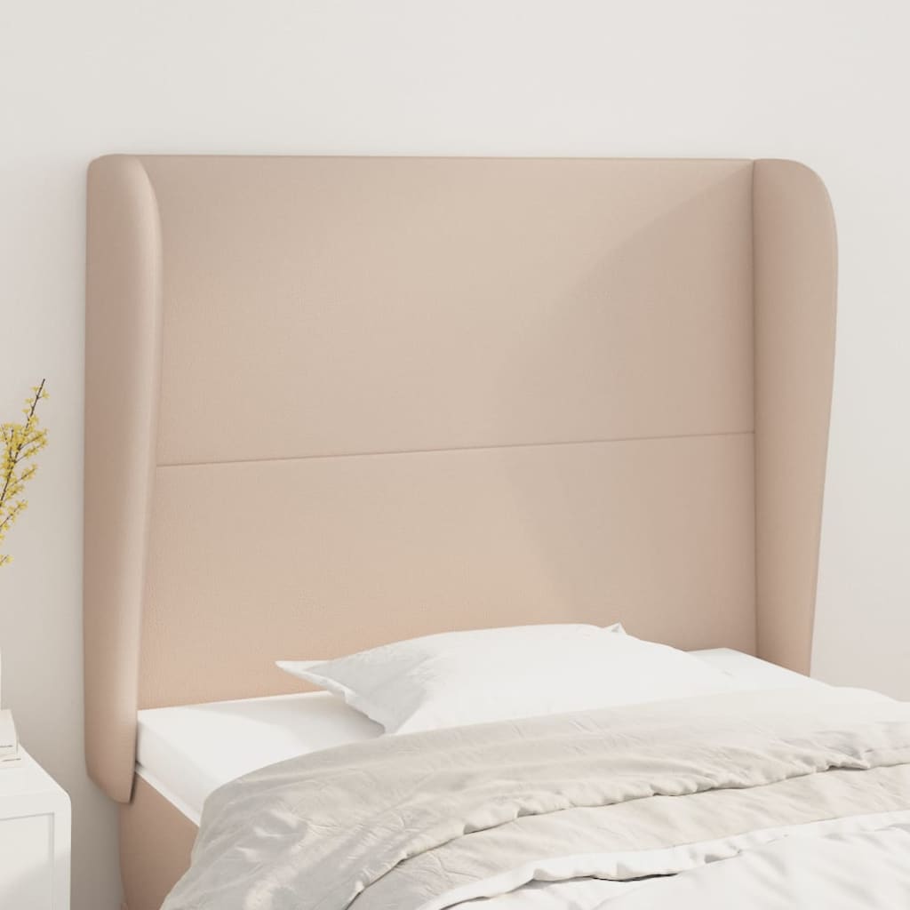 Hoofdbord met randen 93x23x118/128 cm kunstleer cappuccinokleur is nu te koop bij PeponiXL, paradijselijk wonen!