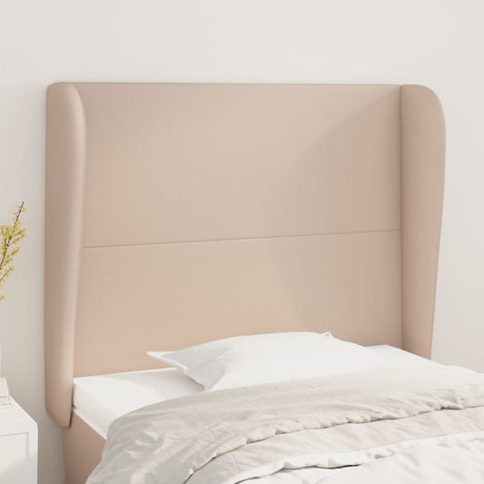 Hoofdbord met randen 93x23x118/128 cm kunstleer cappuccinokleur is nu te koop bij PeponiXL, paradijselijk wonen!