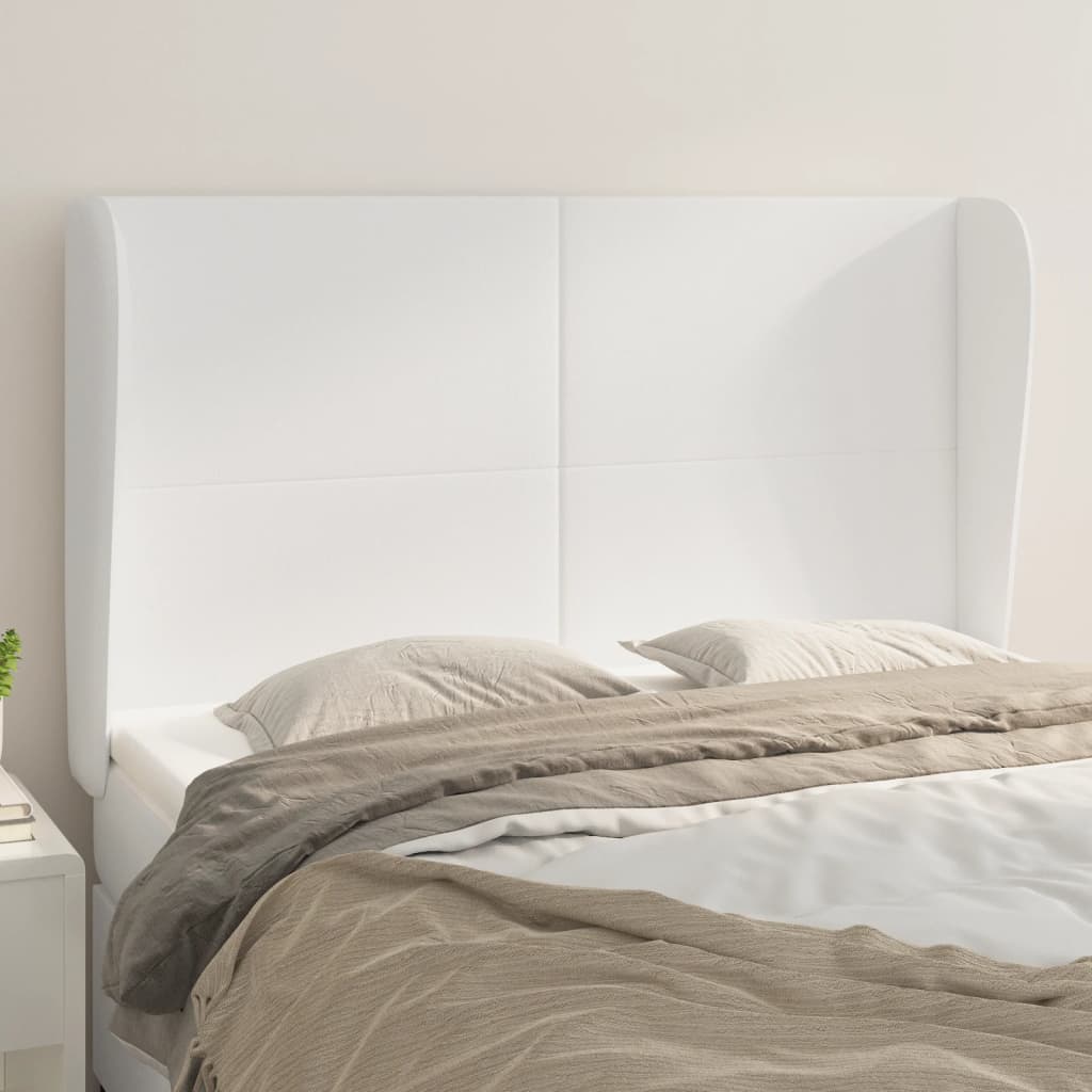 Hoofdbord met randen 147x23x118/128 cm kunstleer wit is nu te koop bij PeponiXL, paradijselijk wonen!