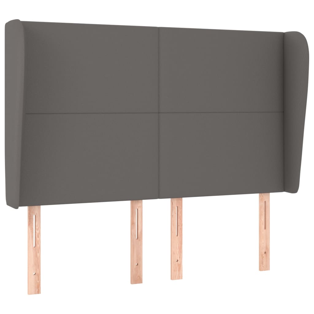 Hoofdbord met randen 147x23x118/128 cm kunstleer grijs is nu te koop bij PeponiXL, paradijselijk wonen!