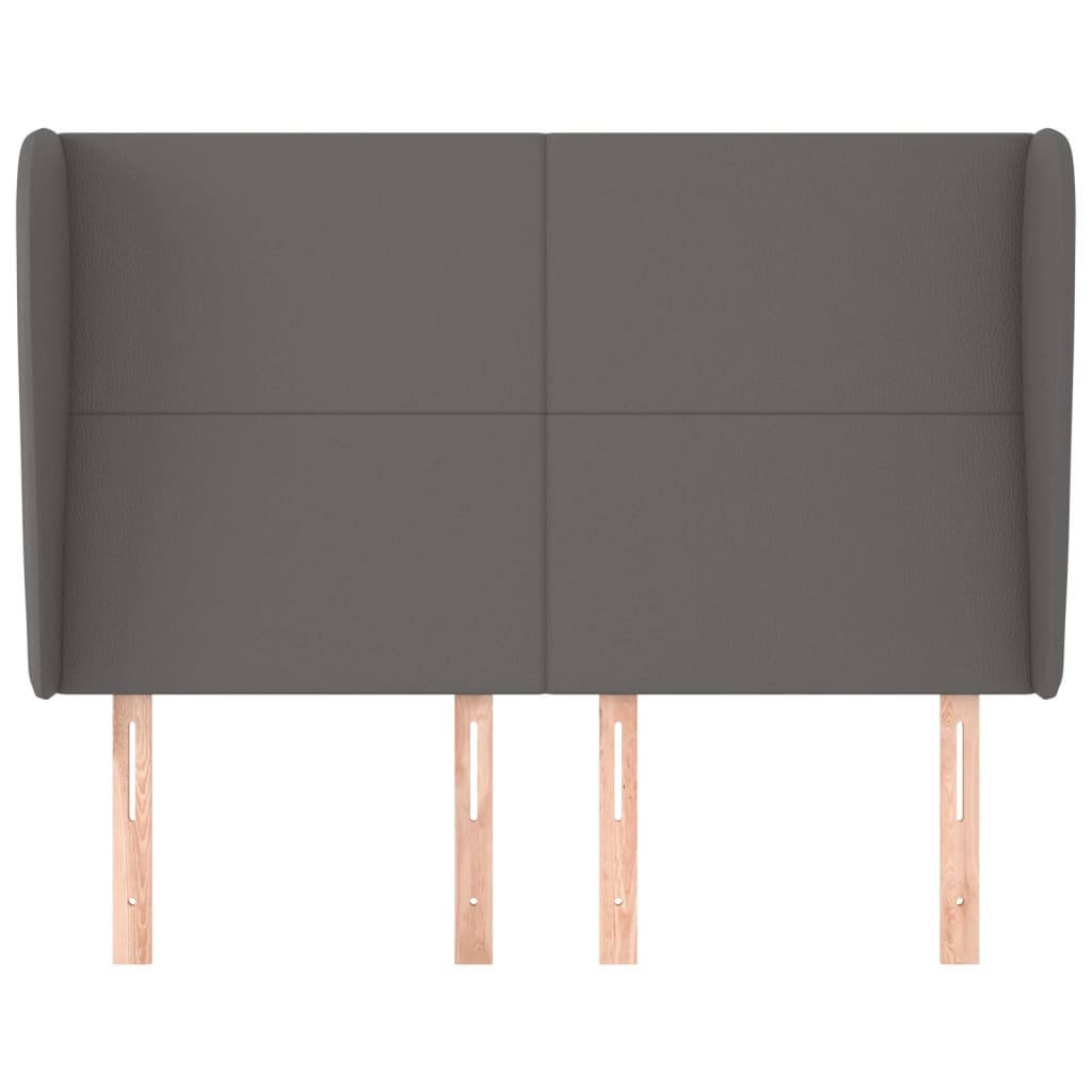 Hoofdbord met randen 147x23x118/128 cm kunstleer grijs is nu te koop bij PeponiXL, paradijselijk wonen!