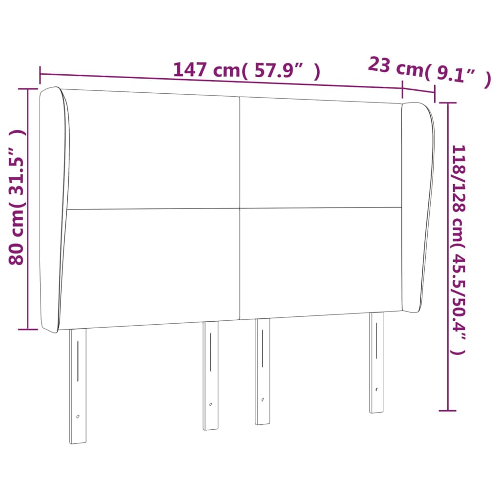 Hoofdbord met randen 147x23x118/128 cm kunstleer grijs is nu te koop bij PeponiXL, paradijselijk wonen!