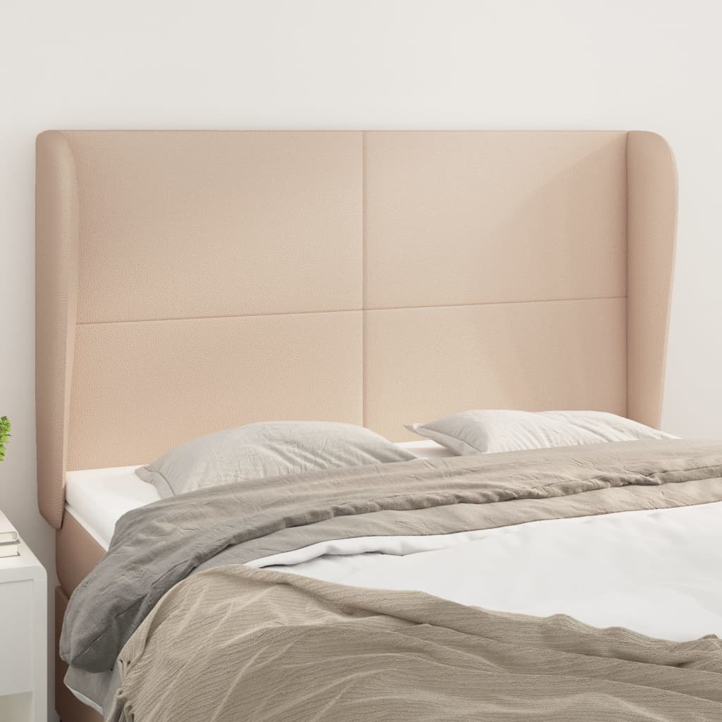 Hoofdbord met randen 147x23x118/128cm kunstleer cappuccinokleur is nu te koop bij PeponiXL, paradijselijk wonen!