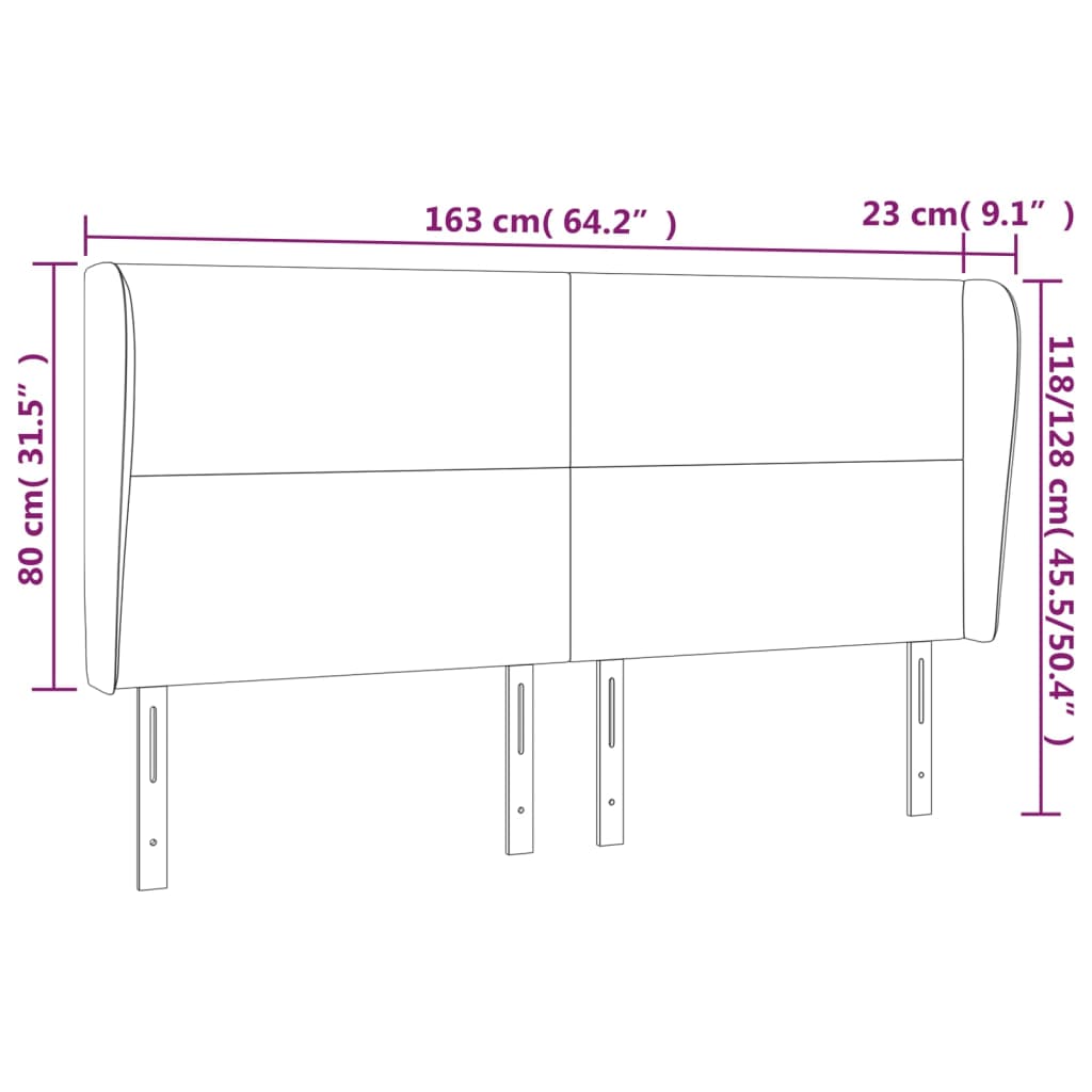 Hoofdbord met randen 163x23x118/128 cm kunstleer wit is nu te koop bij PeponiXL, paradijselijk wonen!