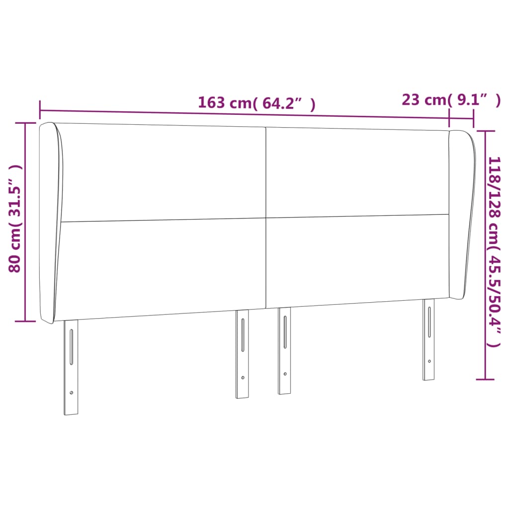 Hoofdbord met randen 163x23x118/128 cm kunstleer grijs is nu te koop bij PeponiXL, paradijselijk wonen!
