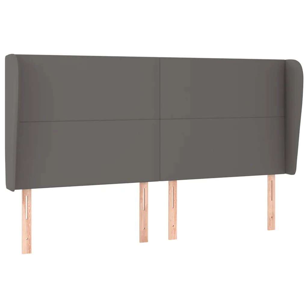 Hoofdbord met randen 183x23x118/128 cm kunstleer grijs is nu te koop bij PeponiXL, paradijselijk wonen!