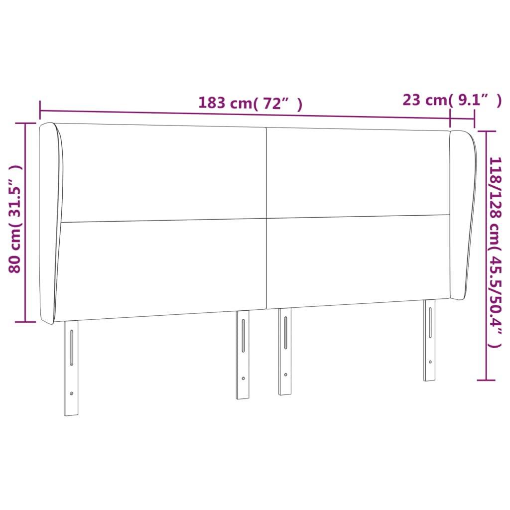 Hoofdbord met randen 183x23x118/128 cm kunstleer grijs is nu te koop bij PeponiXL, paradijselijk wonen!