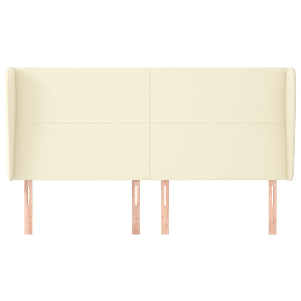 Hoofdbord met randen 203x23x118/128 cm kunstleer crèmekleurig is nu te koop bij PeponiXL, paradijselijk wonen!