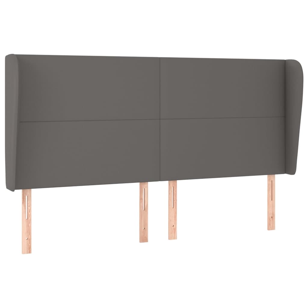 Hoofdbord met randen 203x23x118/128 cm kunstleer grijs is nu te koop bij PeponiXL, paradijselijk wonen!