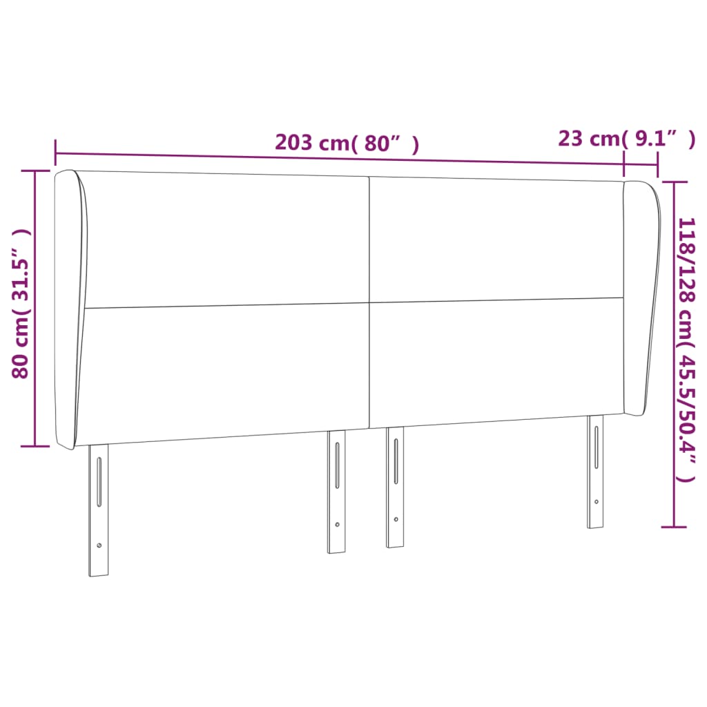 Hoofdbord met randen 203x23x118/128 cm kunstleer grijs is nu te koop bij PeponiXL, paradijselijk wonen!