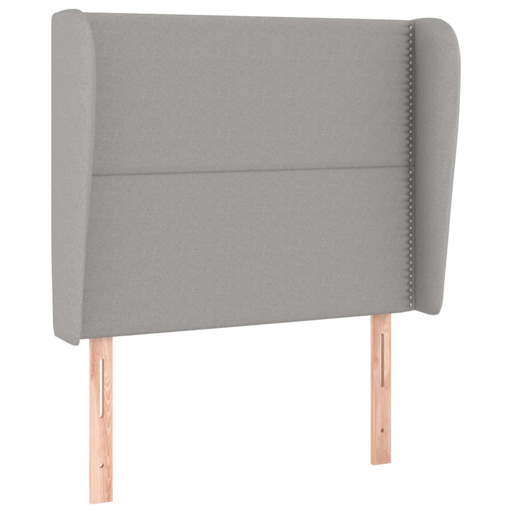 Hoofdbord met randen 93x23x118/128 cm stof lichtgrijs is nu te koop bij PeponiXL, paradijselijk wonen!
