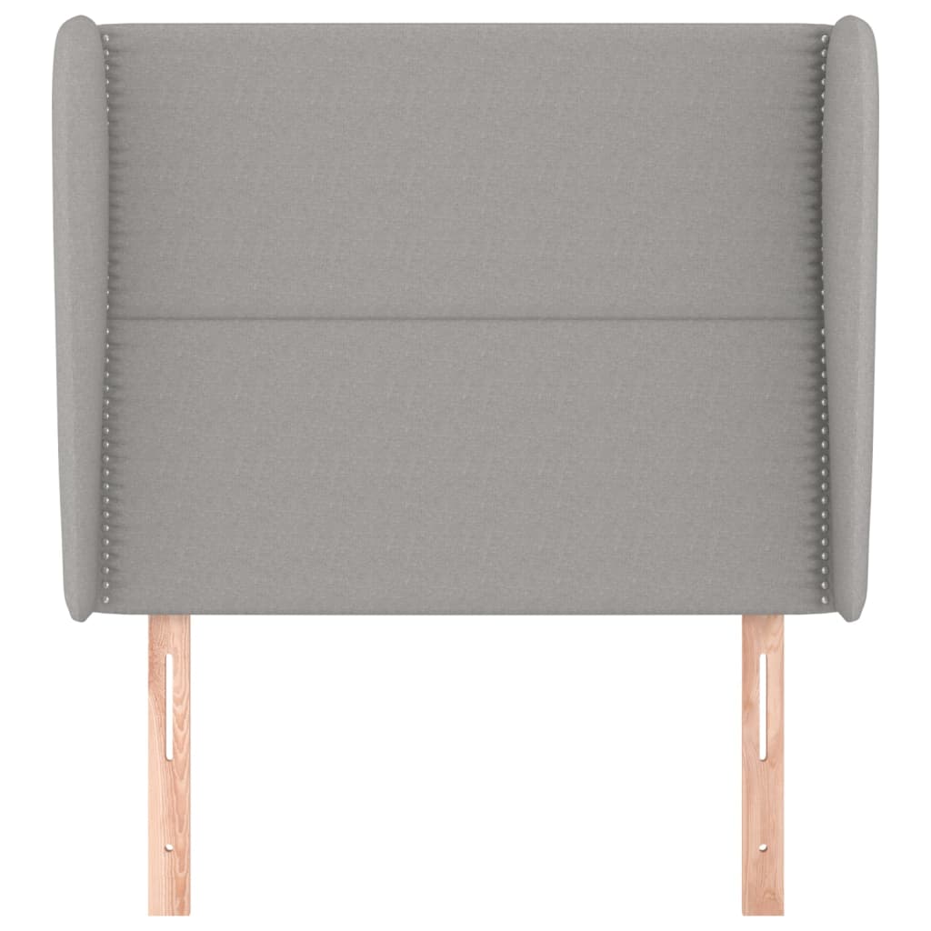 Hoofdbord met randen 93x23x118/128 cm stof lichtgrijs is nu te koop bij PeponiXL, paradijselijk wonen!