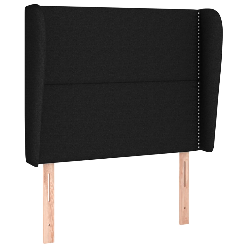 Hoofdbord met randen 93x23x118/128 cm stof zwart is nu te koop bij PeponiXL, paradijselijk wonen!