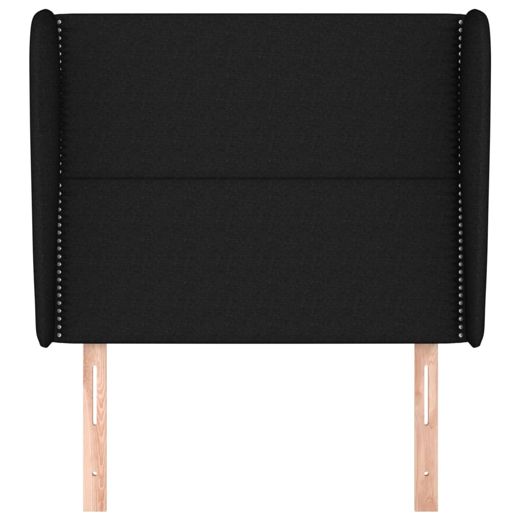 Hoofdbord met randen 93x23x118/128 cm stof zwart is nu te koop bij PeponiXL, paradijselijk wonen!