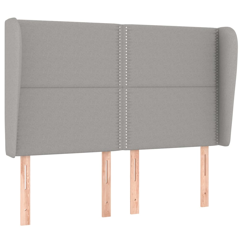 Hoofdbord met randen 147x23x118/128 cm stof lichtgrijs is nu te koop bij PeponiXL, paradijselijk wonen!