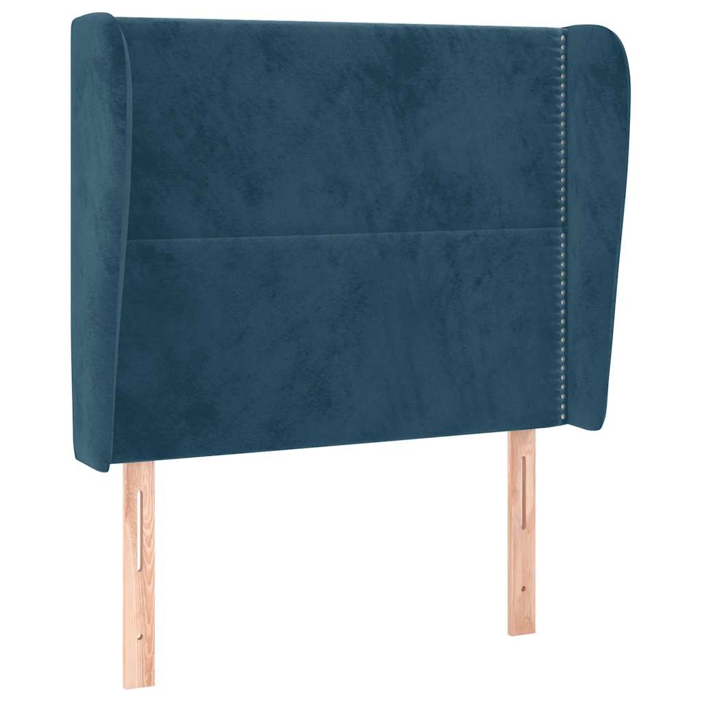 Hoofdbord met randen 93x23x118/128 cm fluweel donkerblauw is nu te koop bij PeponiXL, paradijselijk wonen!