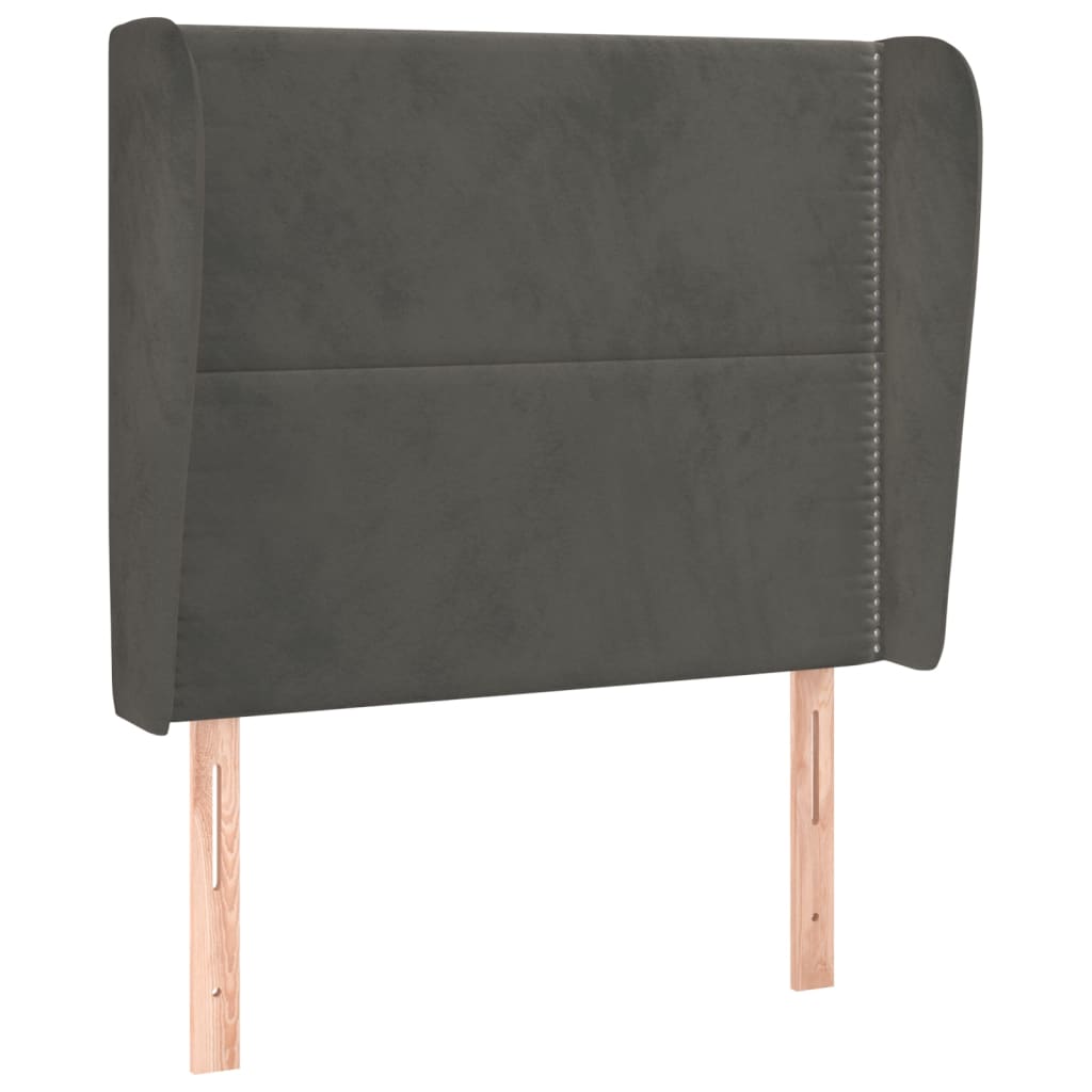 Hoofdbord met randen 103x23x118/128 cm fluweel donkergrijs is nu te koop bij PeponiXL, paradijselijk wonen!