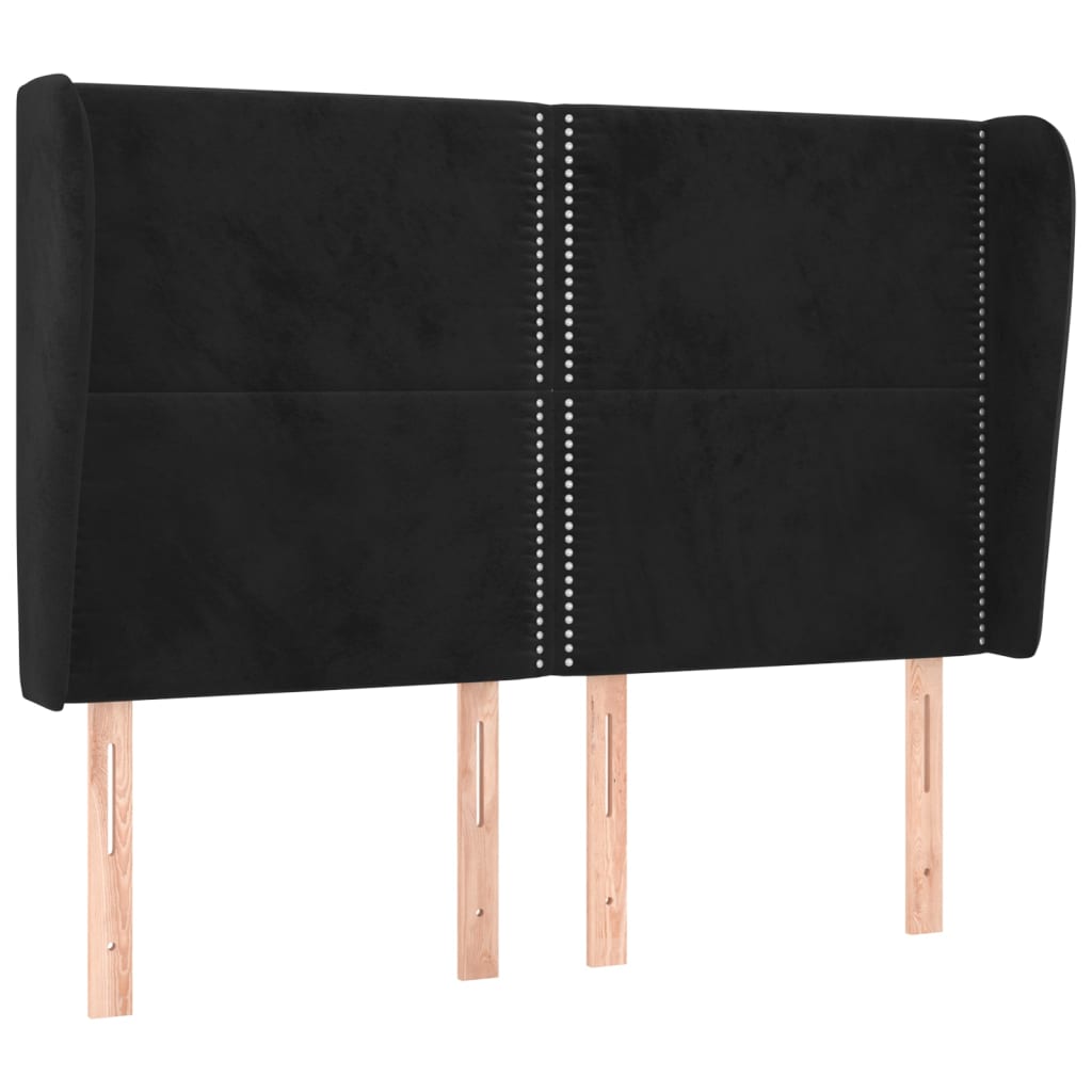 Hoofdbord met randen 147x23x118/128 cm fluweel zwart is nu te koop bij PeponiXL, paradijselijk wonen!
