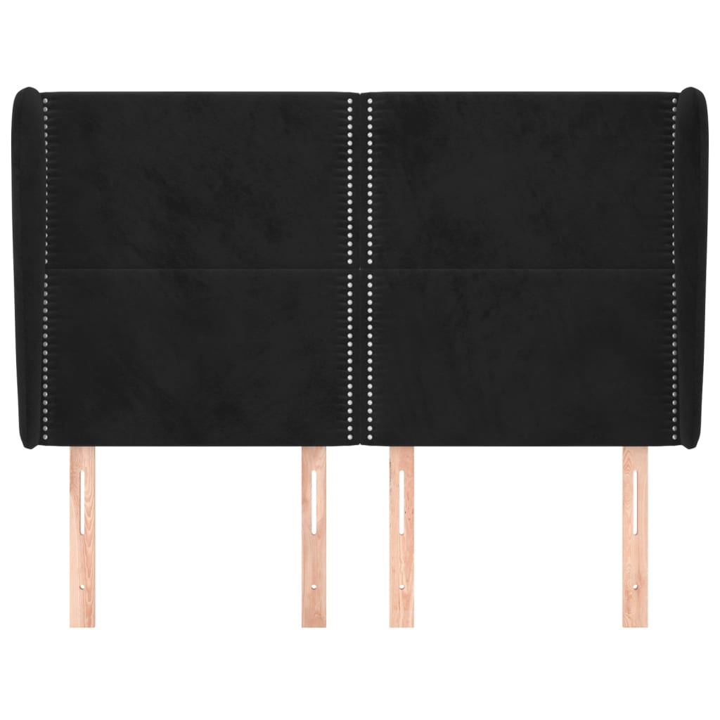Hoofdbord met randen 147x23x118/128 cm fluweel zwart is nu te koop bij PeponiXL, paradijselijk wonen!