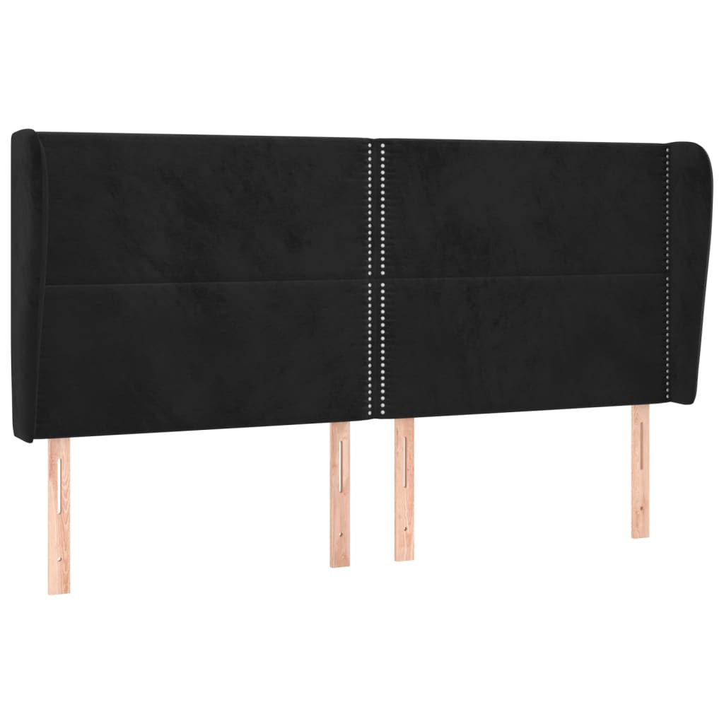 Hoofdbord met randen 203x23x118/128 cm fluweel zwart is nu te koop bij PeponiXL, paradijselijk wonen!