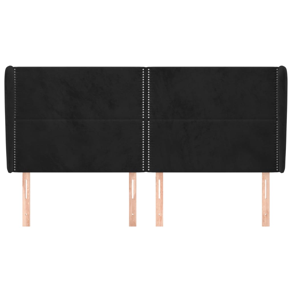Hoofdbord met randen 203x23x118/128 cm fluweel zwart is nu te koop bij PeponiXL, paradijselijk wonen!