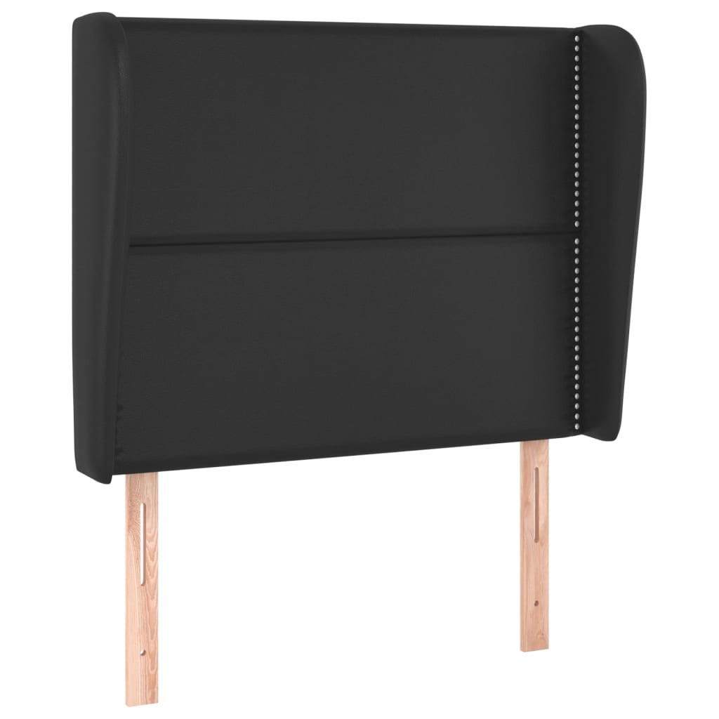 Hoofdbord met randen 83x23x118/128 cm kunstleer zwart is nu te koop bij PeponiXL, paradijselijk wonen!