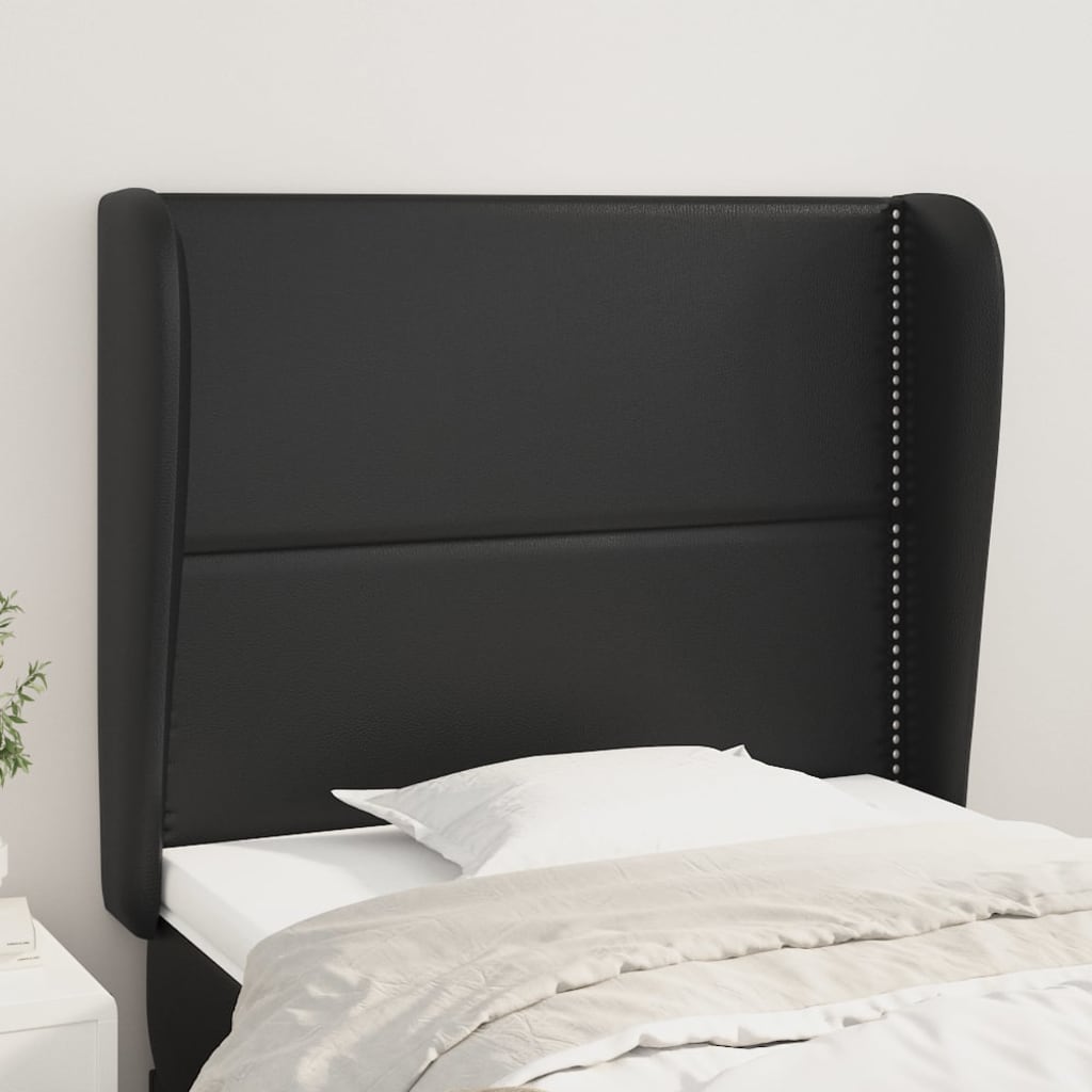 Hoofdbord met randen 83x23x118/128 cm kunstleer zwart is nu te koop bij PeponiXL, paradijselijk wonen!