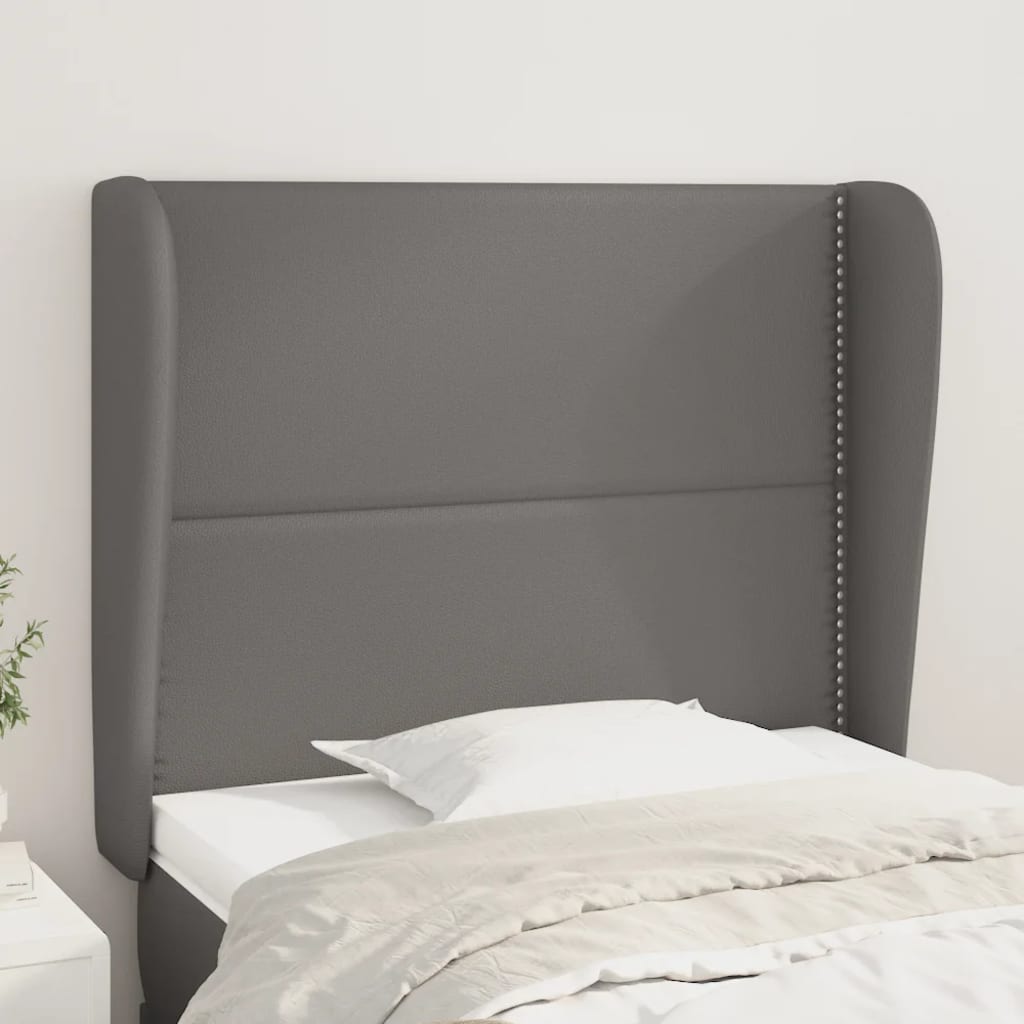 Hoofdbord met randen 93x23x118/128 cm kunstleer grijs is nu te koop bij PeponiXL, paradijselijk wonen!