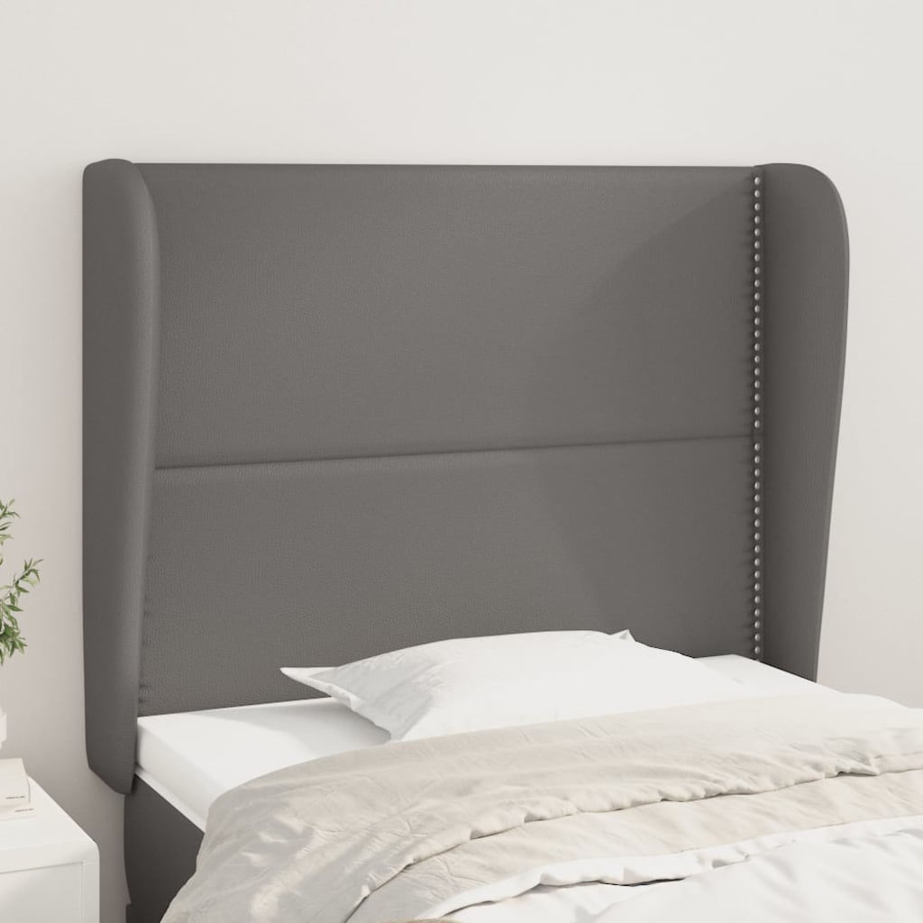 Hoofdbord met randen 103x23x118/128 cm kunstleer grijs is nu te koop bij PeponiXL, paradijselijk wonen!