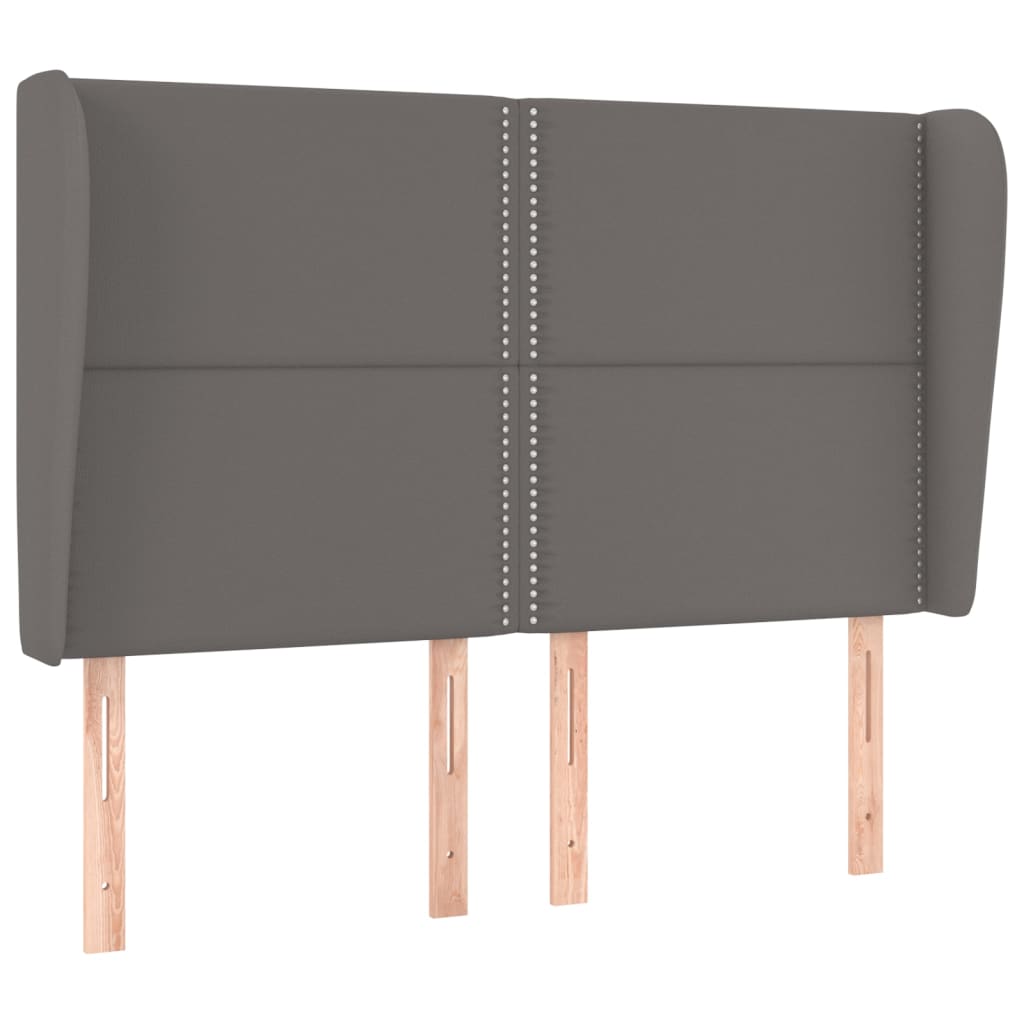 Hoofdbord met randen 147x23x118/128 cm kunstleer grijs is nu te koop bij PeponiXL, paradijselijk wonen!