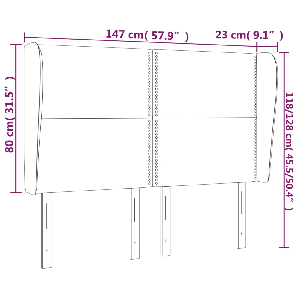 Hoofdbord met randen 147x23x118/128 cm kunstleer grijs is nu te koop bij PeponiXL, paradijselijk wonen!