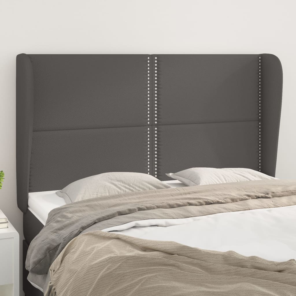 Hoofdbord met randen 147x23x118/128 cm kunstleer grijs is nu te koop bij PeponiXL, paradijselijk wonen!