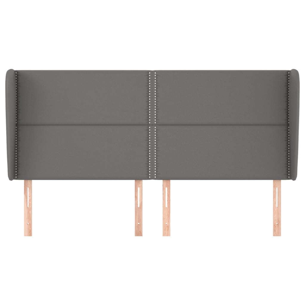 Hoofdbord met randen 203x23x118/128 cm kunstleer grijs is nu te koop bij PeponiXL, paradijselijk wonen!