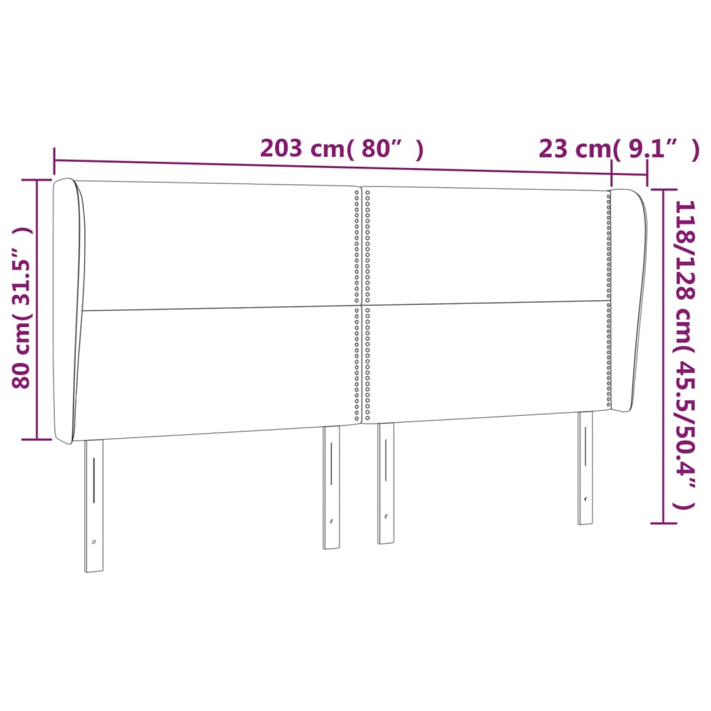 Hoofdbord met randen 203x23x118/128 cm kunstleer grijs is nu te koop bij PeponiXL, paradijselijk wonen!