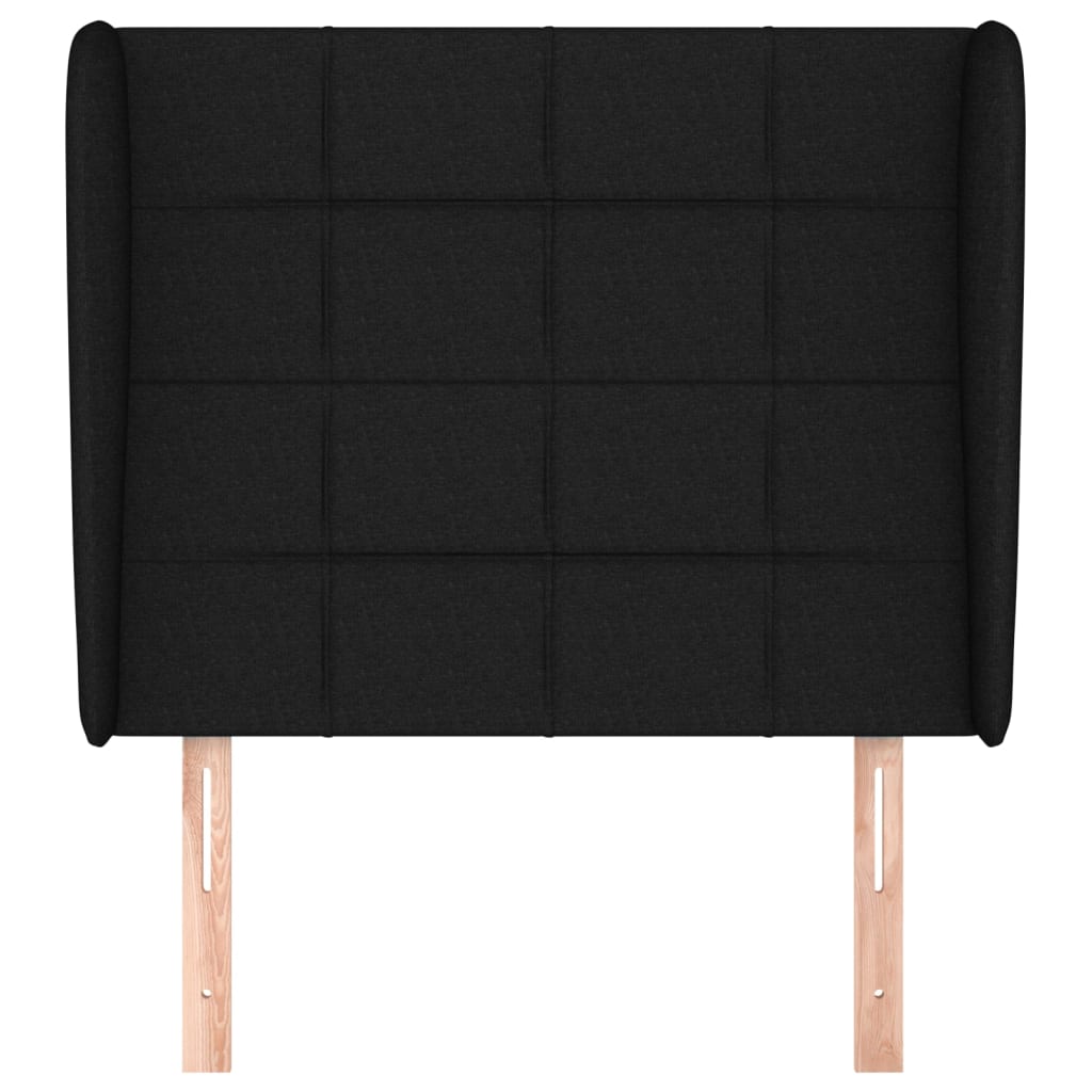 Hoofdbord met randen 83x23x118/128 cm stof zwart is nu te koop bij PeponiXL, paradijselijk wonen!
