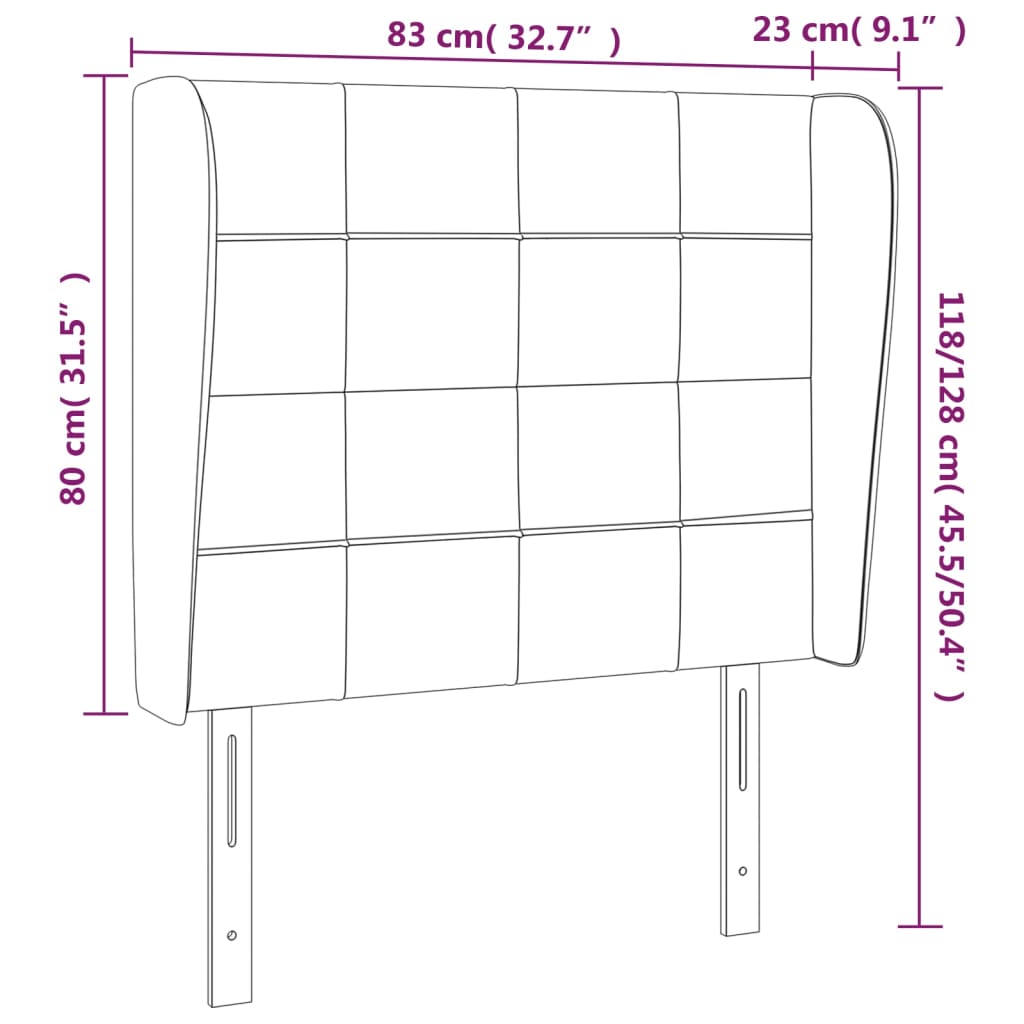 Hoofdbord met randen 83x23x118/128 cm stof zwart is nu te koop bij PeponiXL, paradijselijk wonen!