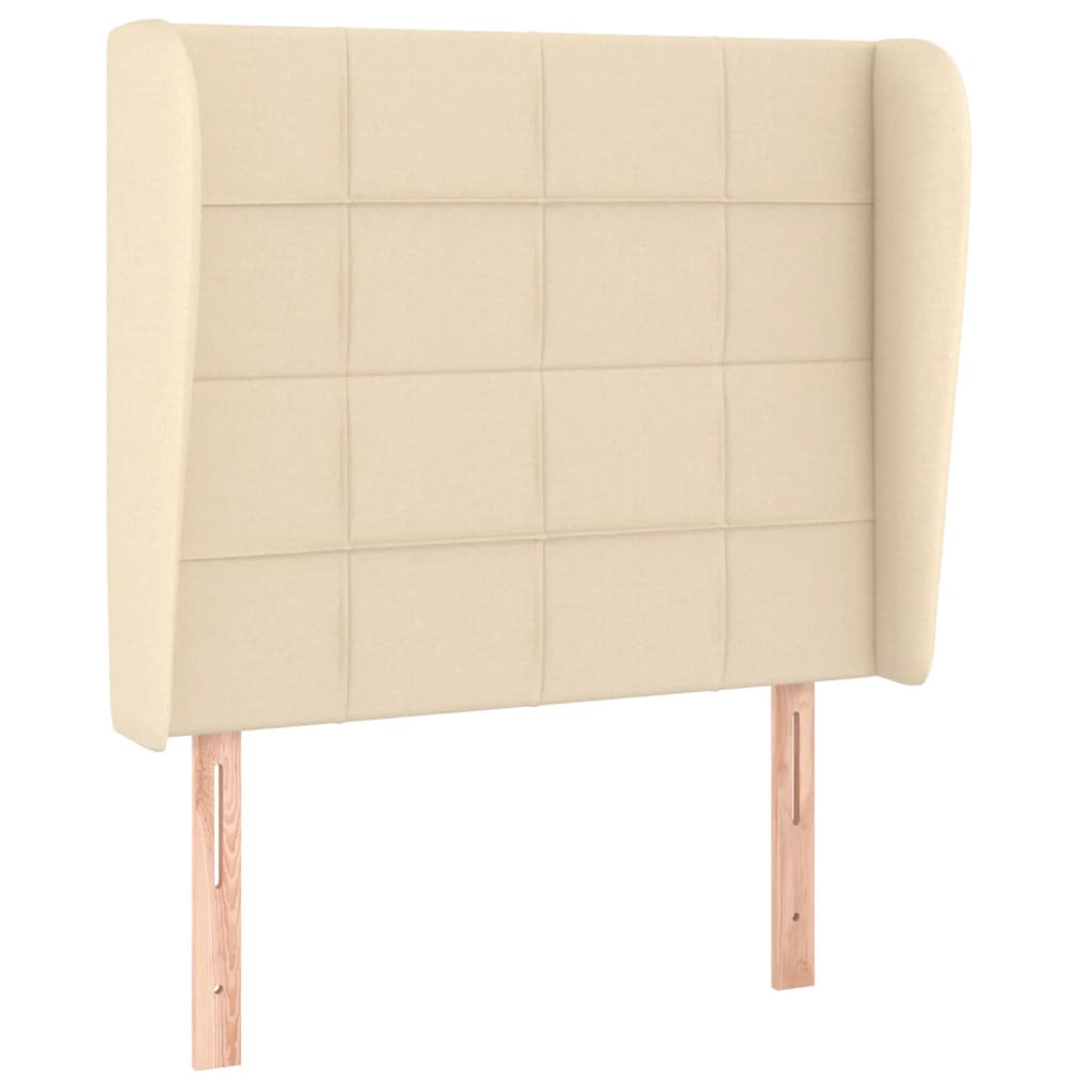 Hoofdbord met randen 83x23x118/128 cm stof crèmekleurig is nu te koop bij PeponiXL, paradijselijk wonen!