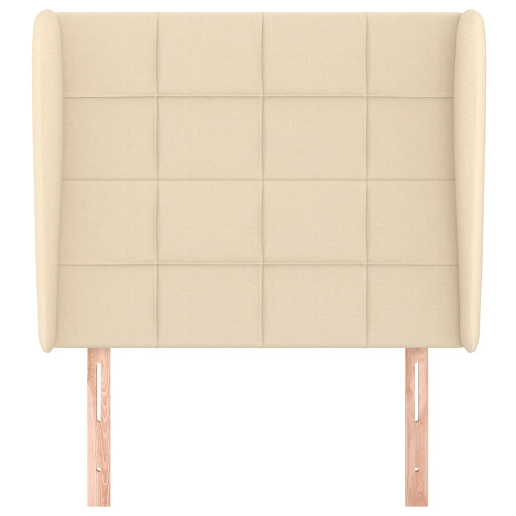 Hoofdbord met randen 83x23x118/128 cm stof crèmekleurig is nu te koop bij PeponiXL, paradijselijk wonen!