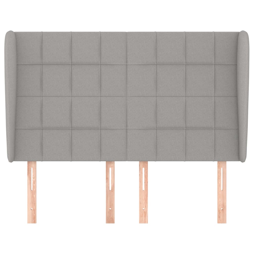 Hoofdbord met randen 147x23x118/128 cm stof lichtgrijs is nu te koop bij PeponiXL, paradijselijk wonen!