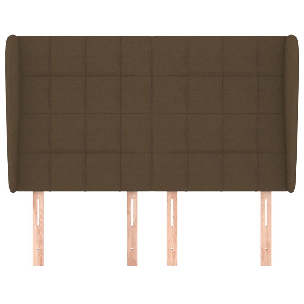 Hoofdbord met randen 147x23x118/128 cm stof donkerbruin is nu te koop bij PeponiXL, paradijselijk wonen!