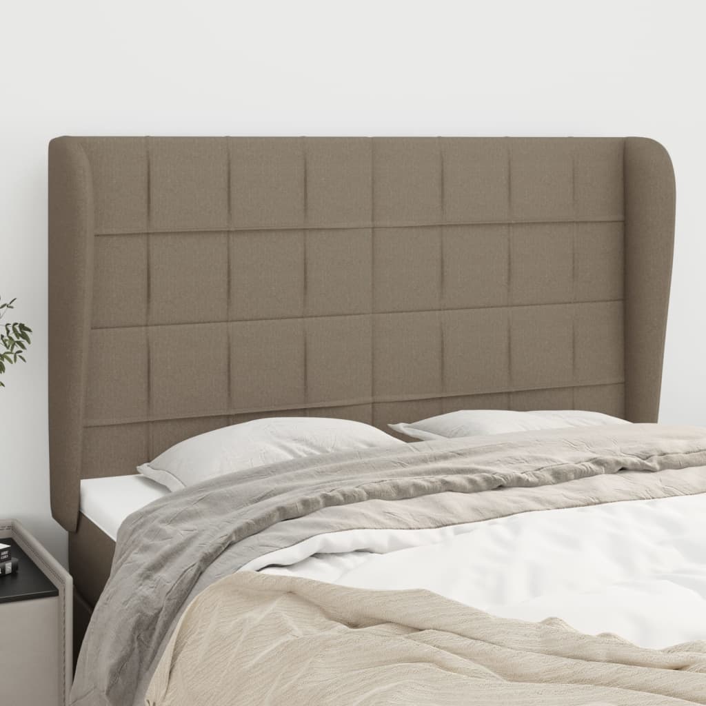 Hoofdbord met randen 147x23x118/128 cm stof taupe is nu te koop bij PeponiXL, paradijselijk wonen!